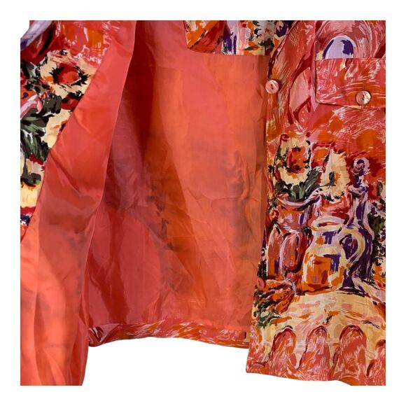 Vintage Silk Bomber Jacket LG Women's Long Sleeves Art to Wear Lightweight Coat - Picture 3 of 14
